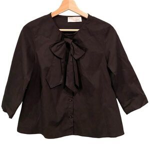 Amici by Baci Black Blouse with Detachable Bow Accent Made in Italy Size Small